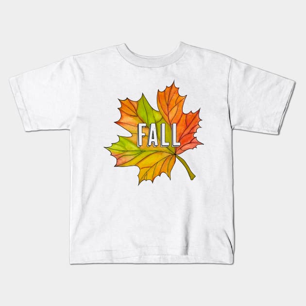 Fall Maple Leaf Kids T-Shirt by Designs by Ira